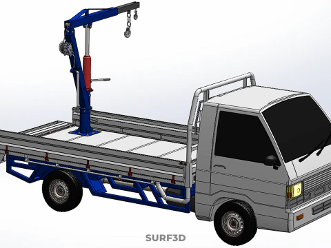TRUCK PICKUP REAR GATE TAILGATE FOLDING CRANE HAND CRANK WINCH 3D Model
