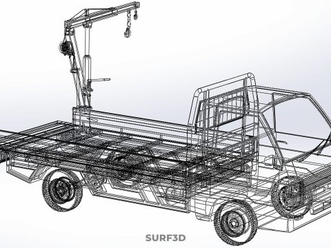 TRUCK PICKUP REAR GATE TAILGATE FOLDING CRANE HAND CRANK WINCH Modelo 3D