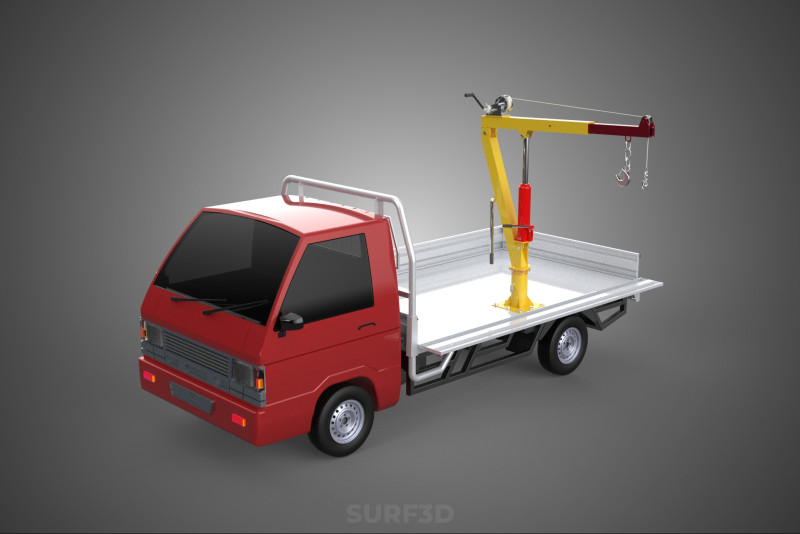 DROP SIDE CRANE HOIST HAND WINCH LOAD BED GATE DOOR PICKUP TRUCK 3D 模型 .c4d .max .obj .3ds .fbx .stl .blend