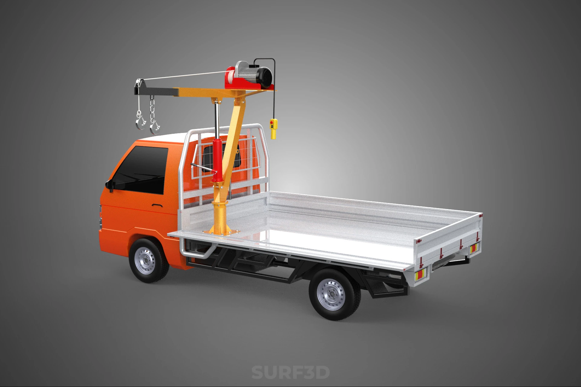 DROPSIDE FOLDING JIB CRANE HOIST MOTOR CRANK WINCH TRUCK PICKUP 3D Model .c4d .max .obj .3ds .fbx .stl .blend 