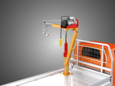 DROPSIDE FOLDING JIB CRANE HOIST MOTOR CRANK WINCH TRUCK PICKUP 3D Model