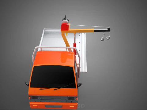 DROPSIDE FOLDING JIB CRANE HOIST MOTOR CRANK WINCH TRUCK PICKUP 3D Model