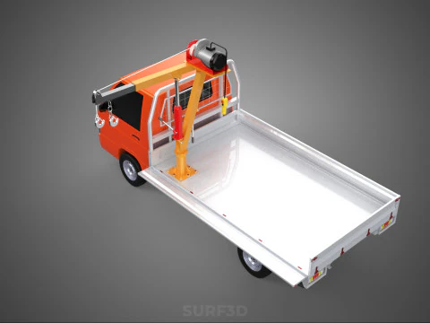DROPSIDE FOLDING JIB CRANE HOIST MOTOR CRANK WINCH TRUCK PICKUP 3D Model