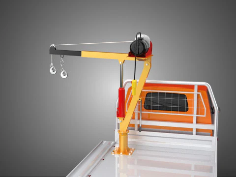 DROPSIDE FOLDING JIB CRANE HOIST MOTOR CRANK WINCH TRUCK PICKUP 3D Model