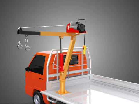 DROPSIDE FOLDING JIB CRANE HOIST MOTOR CRANK WINCH TRUCK PICKUP 3D Model