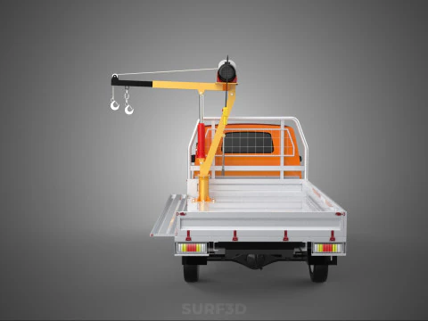 DROPSIDE FOLDING JIB CRANE HOIST MOTOR CRANK WINCH TRUCK PICKUP 3D Model
