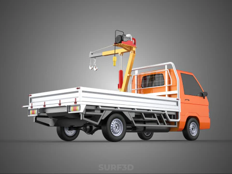 DROPSIDE FOLDING JIB CRANE HOIST MOTOR CRANK WINCH TRUCK PICKUP 3D Model