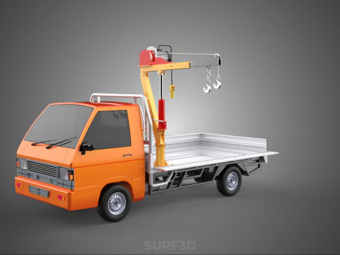 DROPSIDE FOLDING JIB CRANE HOIST MOTOR CRANK WINCH TRUCK PICKUP 3D Model