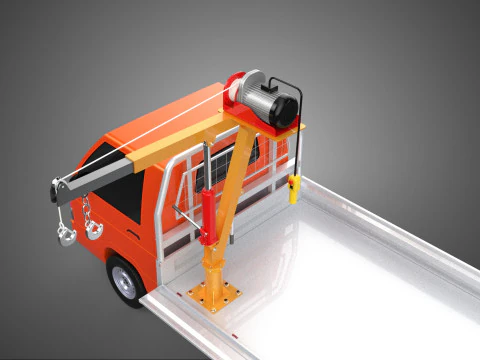 DROPSIDE FOLDING JIB CRANE HOIST MOTOR CRANK WINCH TRUCK PICKUP 3D Model