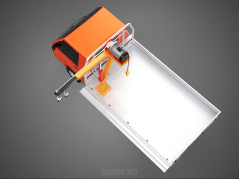 DROPSIDE FOLDING JIB CRANE HOIST MOTOR CRANK WINCH TRUCK PICKUP 3D Model