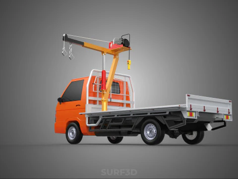 DROPSIDE FOLDING JIB CRANE HOIST MOTOR CRANK WINCH TRUCK PICKUP 3D Model