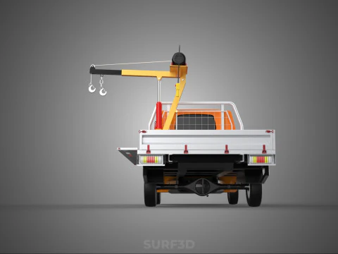 DROPSIDE FOLDING JIB CRANE HOIST MOTOR CRANK WINCH TRUCK PICKUP 3D Model