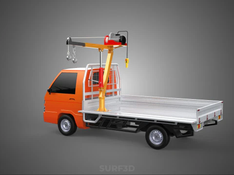 DROPSIDE FOLDING JIB CRANE HOIST MOTOR CRANK WINCH TRUCK PICKUP 3D Model