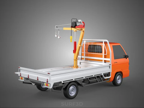 DROPSIDE FOLDING JIB CRANE HOIST MOTOR CRANK WINCH TRUCK PICKUP 3D Model