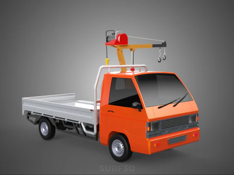DROPSIDE FOLDING JIB CRANE HOIST MOTOR CRANK WINCH TRUCK PICKUP 3D Model