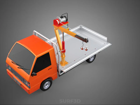 DROPSIDE FOLDING JIB CRANE HOIST MOTOR CRANK WINCH TRUCK PICKUP 3D Model