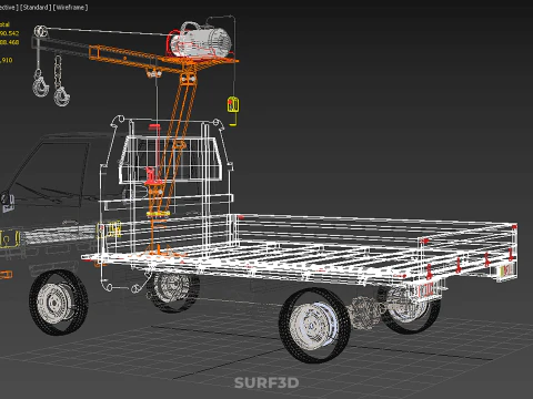DROPSIDE FOLDING JIB CRANE HOIST MOTOR CRANK WINCH TRUCK PICKUP 3D Model