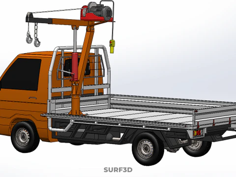DROPSIDE FOLDING JIB CRANE HOIST MOTOR CRANK WINCH TRUCK PICKUP 3D Model