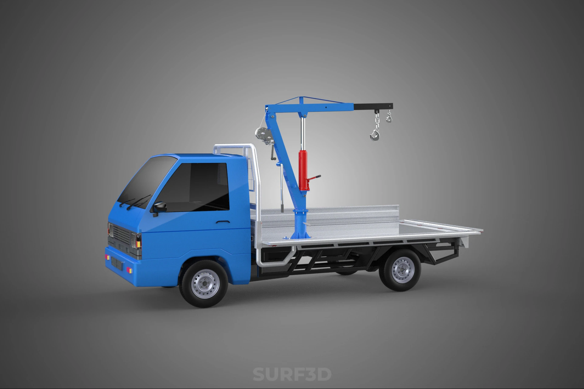 DROPSIDE JIB CRANE LIFTER HOIST HAND WINCH BED GATE PICKUP TRUCK 3D Model .c4d .max .obj .3ds .fbx .stl .blend