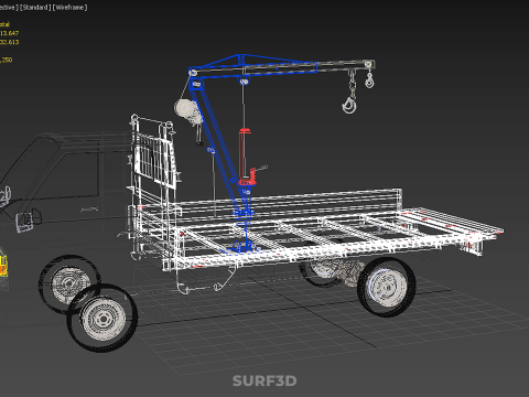 DROPSIDE JIB CRANE LIFTER HOIST HAND WINCH BED GATE PICKUP TRUCK Modello 3D