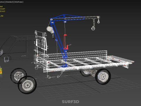 DROPSIDE JIB CRANE LIFTER HOIST HAND WINCH BED GATE PICKUP TRUCK 3D Model