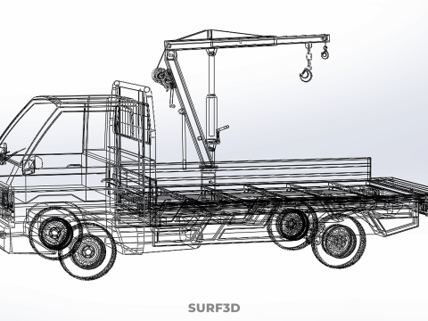 DROPSIDE JIB CRANE LIFTER HOIST HAND WINCH BED GATE PICKUP TRUCK Modello 3D