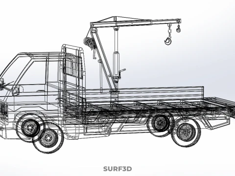 DROPSIDE JIB CRANE LIFTER HOIST HAND WINCH BED GATE PICKUP TRUCK 3D Model