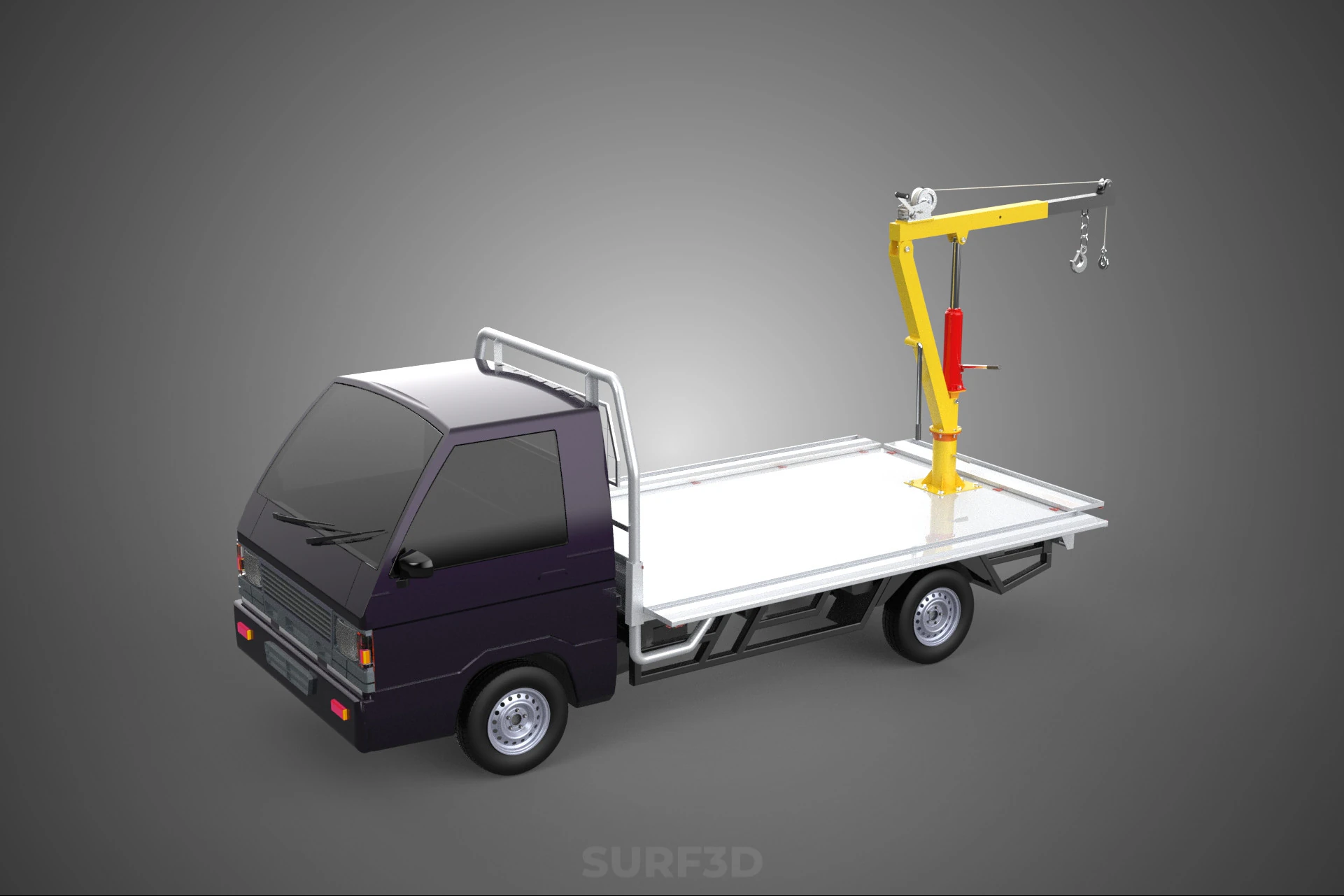 3 WAY WIDE DECK HYDRAULIC LIFT JIB CRANE DROP SIDE PICKUP TRUCK 3D Model .c4d .max .obj .3ds .fbx .stl .blend 
