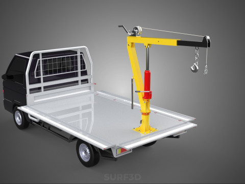 3 WAY WIDE DECK HYDRAULIC LIFT JIB CRANE DROP SIDE PICKUP TRUCK 3D 模型