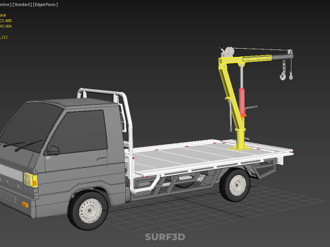 3 WAY WIDE DECK HYDRAULIC LIFT JIB CRANE DROP SIDE PICKUP TRUCK 3D 模型