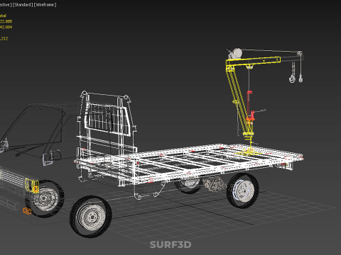 3 WAY WIDE DECK HYDRAULIC LIFT JIB CRANE DROP SIDE PICKUP TRUCK 3D 模型