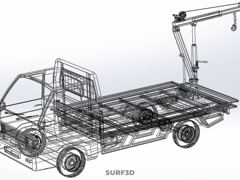 3 WAY WIDE DECK HYDRAULIC LIFT JIB CRANE DROP SIDE PICKUP TRUCK 3D 模型