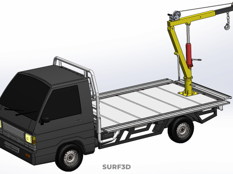 3 WAY WIDE DECK HYDRAULIC LIFT JIB CRANE DROP SIDE PICKUP TRUCK 3D 模型