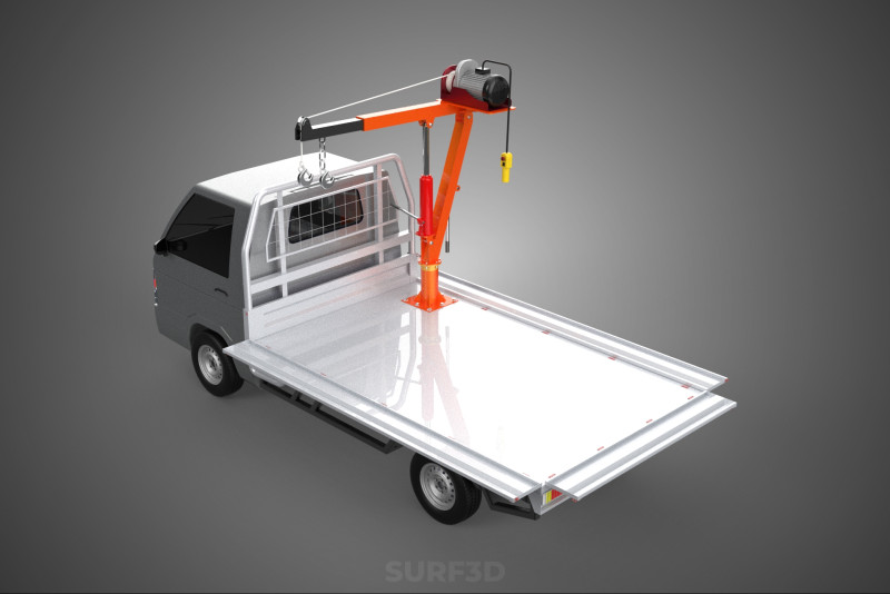 WIDE DECK JIB CRANE LIFT HOIST MOTOR WINCH HOOK TRUCK PICKUP CAR 3Dモデル .c4d .max .obj .3ds .fbx .stl .blend