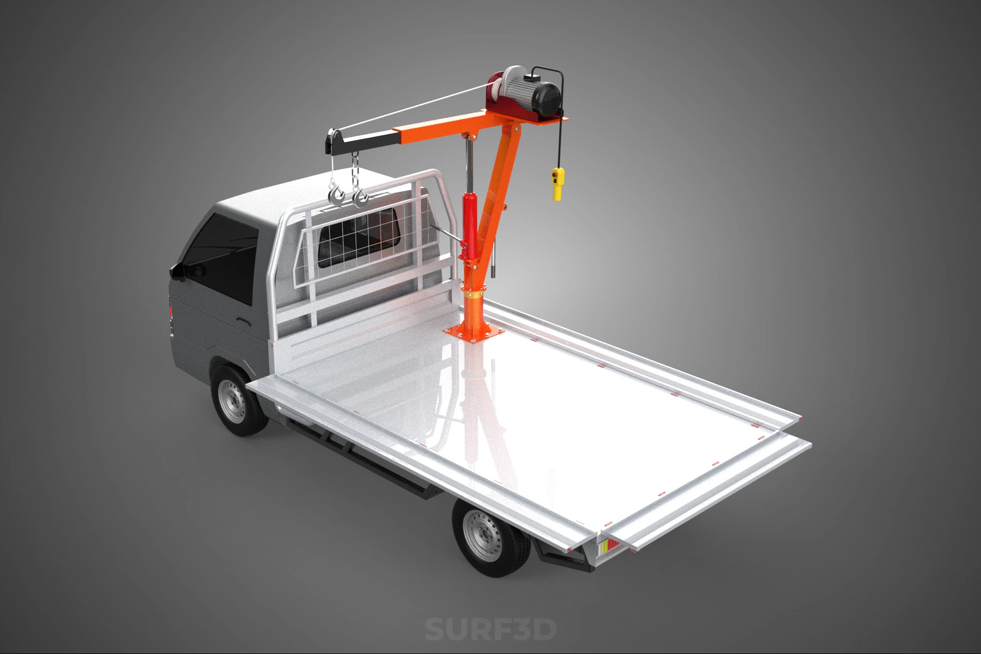 LARGE PONT JIB GRUE LEVAGE MOTEUR TREUIL CROCHET CAMION PICK-UP VOITURE Modèle 3D .c4d .max .obj .3ds .fbx .stl .blend 