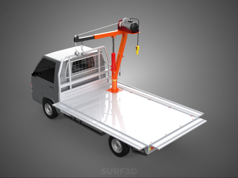 WIDE DECK JIB CRANE LIFT HOIST MOTOR WINCH HOOK TRUCK PICKUP CAR Modelo 3D