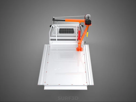 LARGE PONT JIB GRUE LEVAGE MOTEUR TREUIL CROCHET CAMION PICK-UP VOITURE Modèle 3D