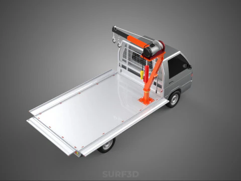 LARGE PONT JIB GRUE LEVAGE MOTEUR TREUIL CROCHET CAMION PICK-UP VOITURE Modèle 3D