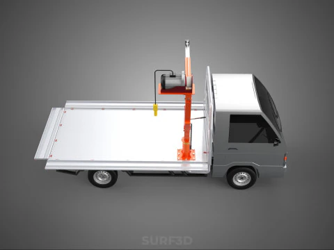 LARGE PONT JIB GRUE LEVAGE MOTEUR TREUIL CROCHET CAMION PICK-UP VOITURE Modèle 3D