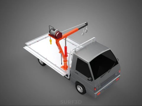 LARGE PONT JIB GRUE LEVAGE MOTEUR TREUIL CROCHET CAMION PICK-UP VOITURE Modèle 3D