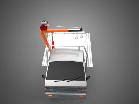 LARGE PONT JIB GRUE LEVAGE MOTEUR TREUIL CROCHET CAMION PICK-UP VOITURE Modèle 3D