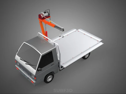 LARGE PONT JIB GRUE LEVAGE MOTEUR TREUIL CROCHET CAMION PICK-UP VOITURE Modèle 3D
