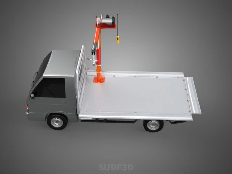 LARGE PONT JIB GRUE LEVAGE MOTEUR TREUIL CROCHET CAMION PICK-UP VOITURE Modèle 3D