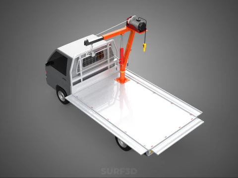 LARGE PONT JIB GRUE LEVAGE MOTEUR TREUIL CROCHET CAMION PICK-UP VOITURE Modèle 3D
