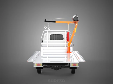 LARGE PONT JIB GRUE LEVAGE MOTEUR TREUIL CROCHET CAMION PICK-UP VOITURE Modèle 3D