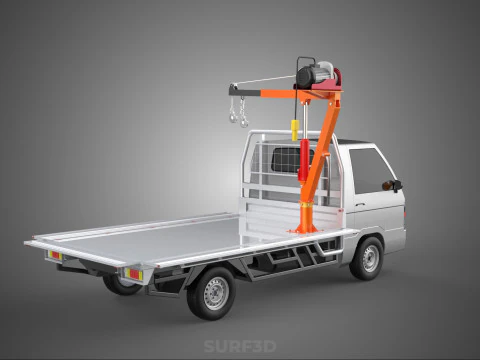 LARGE PONT JIB GRUE LEVAGE MOTEUR TREUIL CROCHET CAMION PICK-UP VOITURE Modèle 3D