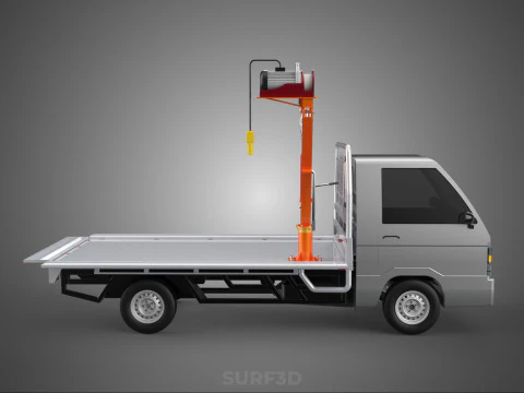 LARGE PONT JIB GRUE LEVAGE MOTEUR TREUIL CROCHET CAMION PICK-UP VOITURE Modèle 3D