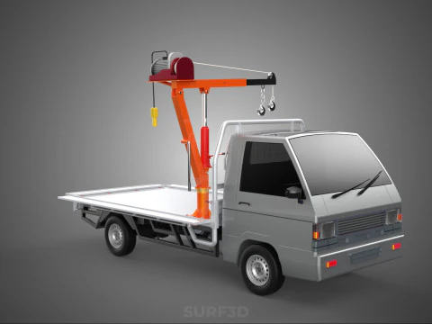 LARGE PONT JIB GRUE LEVAGE MOTEUR TREUIL CROCHET CAMION PICK-UP VOITURE Modèle 3D