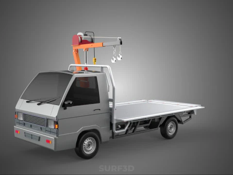 LARGE PONT JIB GRUE LEVAGE MOTEUR TREUIL CROCHET CAMION PICK-UP VOITURE Modèle 3D