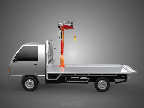 LARGE PONT JIB GRUE LEVAGE MOTEUR TREUIL CROCHET CAMION PICK-UP VOITURE Modèle 3D